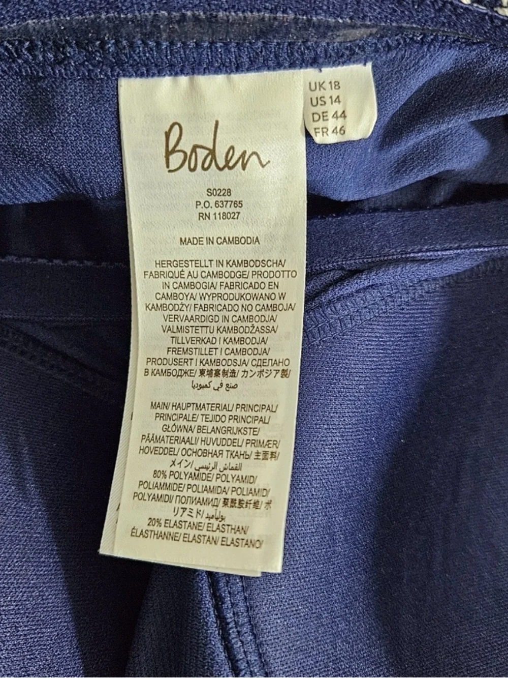 Boden Navy and White Striped Bandeau One-Piece Swimsuit